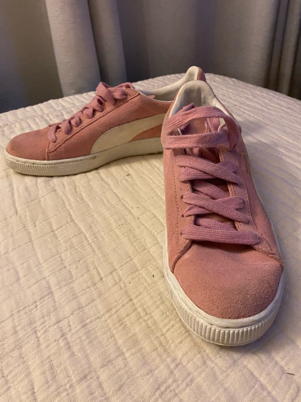 Puma Pink Suede Low-Top Sneakers with White Formstrip